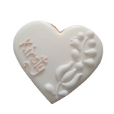 Hochzeit Herz mit weißer Glasur & weiße Tulpen Essbare Tischkarte, Platzkarte, Gastgeschenk. Personalisierbar mit Namen, Datum...