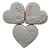 Hochzeit Herz mit weißer Glasur & weiße Tulpen Essbare Tischkarte, Platzkarte, Gastgeschenk. Personalisierbar mit Namen, Datum...