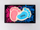 Schwangerschaftsankündigung, Geschenkbox mit Babyfüßchen-Keksen. Geschenk für Papa, Oma, Opa, Tante, Onkel - Fest Keks : Lebkuchen & Kekse für alle festlichen Anlässe