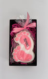Schwangerschaftsankündigung, Geschenkbox mit Babyfüßchen-Keksen. Geschenk für Papa, Oma, Opa, Tante, Onkel - Fest Keks : Lebkuchen & Kekse für alle festlichen Anlässe