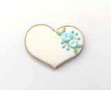 Hochzeitsherz, Tischkarte mit blauen Blumen, Personalisierbar. 10 cm - Fest Keks : Lebkuchen & Kekse für alle festlichen Anlässe