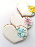 Hochzeitsherz, Tischkarte mit rosafarbenen Blumen, Personalisierbar. 10 cm - Fest Keks : Lebkuchen & Kekse für alle festlichen Anlässe