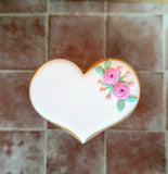 Hochzeitsherz, Tischkarte mit rosafarbenen Blumen, Personalisierbar. 10 cm - Fest Keks : Lebkuchen & Kekse für alle festlichen Anlässe