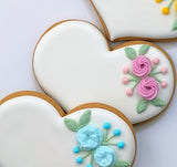Hochzeitsherz, Tischkarte mit rosafarbenen Blumen, Personalisierbar. 10 cm - Fest Keks : Lebkuchen & Kekse für alle festlichen Anlässe