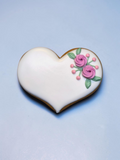 Hochzeitsherz, Tischkarte mit rosafarbenen Blumen, Personalisierbar. 10 cm - Fest Keks : Lebkuchen & Kekse für alle festlichen Anlässe