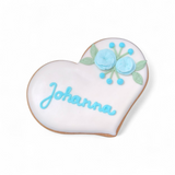 Hochzeitsherz, Tischkarte mit blauen Blumen, Personalisierbar. 10 cm - Fest Keks : Lebkuchen & Kekse für alle festlichen Anlässe
