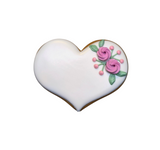 Hochzeitsherz, Tischkarte mit rosafarbenen Blumen, Personalisierbar. 10 cm - Fest Keks : Lebkuchen & Kekse für alle festlichen Anlässe