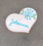 Hochzeitsherz, Tischkarte mit blauen Blumen, Personalisierbar. 10 cm - Fest Keks : Lebkuchen & Kekse für alle festlichen Anlässe