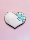 Hochzeitsherz, Tischkarte mit blauen Blumen, Personalisierbar. 10 cm - Fest Keks : Lebkuchen & Kekse für alle festlichen Anlässe