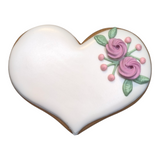 Hochzeitsherz, Tischkarte mit rosafarbenen Blumen, Personalisierbar. 10 cm - Fest Keks : Lebkuchen & Kekse für alle festlichen Anlässe