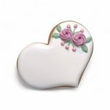 Hochzeitsherz, Tischkarte mit rosafarbenen Blumen, Personalisierbar. 10 cm - Fest Keks : Lebkuchen & Kekse für alle festlichen Anlässe