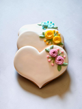 Hochzeitsherz, Tischkarte mit rosafarbenen Blumen, Personalisierbar. 10 cm - Fest Keks : Lebkuchen & Kekse für alle festlichen Anlässe