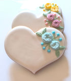 Hochzeitsherz, Tischkarte mit blauen Blumen, Personalisierbar. 10 cm - Fest Keks : Lebkuchen & Kekse für alle festlichen Anlässe