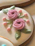 Hochzeitsherz, Tischkarte mit rosafarbenen Blumen, Personalisierbar. 10 cm - Fest Keks : Lebkuchen & Kekse für alle festlichen Anlässe