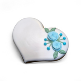 Hochzeitsherz, Tischkarte mit blauen Blumen, Personalisierbar. 10 cm - Fest Keks : Lebkuchen & Kekse für alle festlichen Anlässe