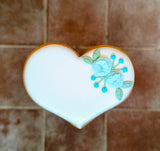 Hochzeitsherz, Tischkarte mit blauen Blumen, Personalisierbar. 10 cm - Fest Keks : Lebkuchen & Kekse für alle festlichen Anlässe