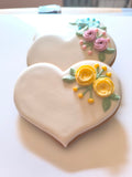 Hochzeitsherz, Tischkarte mit gelben Blumen, Personalisierbar. 10 cm - Fest Keks : Lebkuchen & Kekse für alle festlichen Anlässe