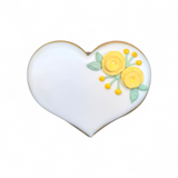 Hochzeitsherz, Tischkarte mit gelben Blumen, Personalisierbar. 10 cm - Fest Keks : Lebkuchen & Kekse für alle festlichen Anlässe