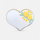 Hochzeitsherz, Tischkarte mit gelben Blumen, Personalisierbar. 10 cm - Fest Keks : Lebkuchen & Kekse für alle festlichen Anlässe