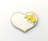 Hochzeitsherz, Tischkarte mit gelben Blumen, Personalisierbar. 10 cm - Fest Keks : Lebkuchen & Kekse für alle festlichen Anlässe