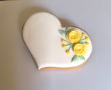 Hochzeitsherz, Tischkarte mit gelben Blumen, Personalisierbar. 10 cm - Fest Keks : Lebkuchen & Kekse für alle festlichen Anlässe