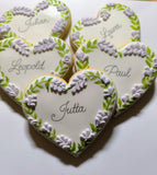 Hochzeit Herz - Lavendelgirlande Motiv. Essbare Tischkarte, Platzkarte, Gastgeschenk. Personalisierbar mit Namen, Datum... - Fest Keks : Lebkuchen & Kekse für alle festlichen Anlässe