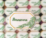 Namenskarte mit Zweigen und Blättern, weiß, gold, grün, 9 cm - Fest Keks : Lebkuchen & Kekse für alle festlichen Anlässe