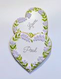 Hochzeit Herz - Lavendelgirlande Motiv. Essbare Tischkarte, Platzkarte, Gastgeschenk. Personalisierbar mit Namen, Datum... - Fest Keks : Lebkuchen & Kekse für alle festlichen Anlässe
