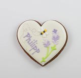VEGAN - Hochzeit Herz mit Lavendelblüten und Bienchen. Essbare Platzkarte. Personalisierbar.