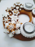 Adventskranz mit Schneeflocken aus Lebkuchen 26 cm