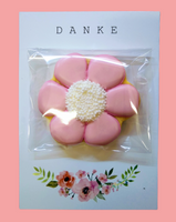 DANKE Grußkarte (A6) & handmade Vanillekeks, rosa Blume
