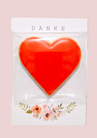DANKE Grußkarte (A6) & handmade Vanillekeks, rotes Herz
