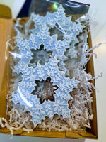 3 * große handdekorierte Schneeflocken (15 cm) im Geschenkkarton